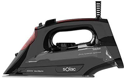 Solac Solution PV2490 - Plancha de vapor con 3000W, golpe de vapor 200g/min, regulador vapor y temperatura, suela cerámica, función spray, doble sistema anti cal, auto limpieza, depósito 290ml