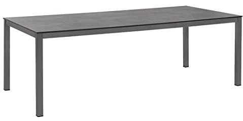 OUTLIV. Gartentisch 220x100 cm, Aluminium/HPL in Anthrazit/Zement Dunkel, modernes Highlight für Ihren Garten, für ca. 8 Personen