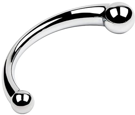 SeLgurFos Edelstahl Analhaken, Gewölbter Analplug mit zwei Edelstahlkugeln, Butt Plug Analkugeln Analplug Anal-Vagina Expander, Sexspielzeug Geeignet für Männer und Frauen, Paare (L, Silver)