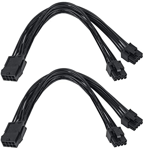YieJoya PCI-Express Grafikkarte Adapter 8 Pin auf 2 x 8 Pin auf Dual PCIe Splitter Pin (6+2), 2 Stück