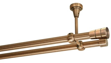 Gardinenstange 400 cm Deckenmontage | Vorhangstange 2 läufig Ø 19mm | Kupfer Antik Vintage-Look Retro-Stil | Sferic
