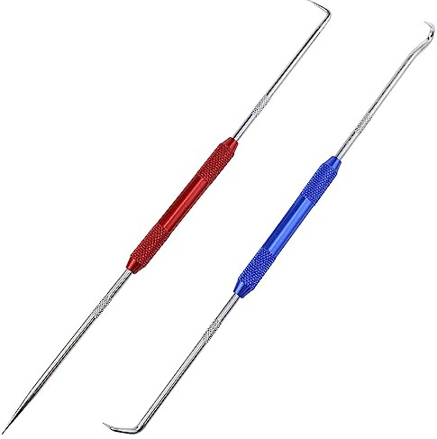 Lovelysp Anreißwerkzeug mit Doppelspitze, Metall, 90-Grad-Haken und gerade Spitze, für Maschinisten, Techniker oder Handwerker, 2 Stück