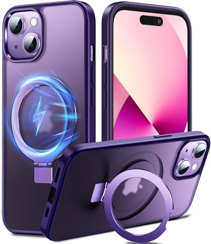 Chicfun 3-in-1 MagStänder für iPhone 13/14 Hülle für MagSafe, [Nr. 1 Magnetkraft+Handlicher Ständer+Militär Stoßfest] Schutzhülle Handyhülle iPhone 13/14 Case Cover Silikon Bumper, Lila