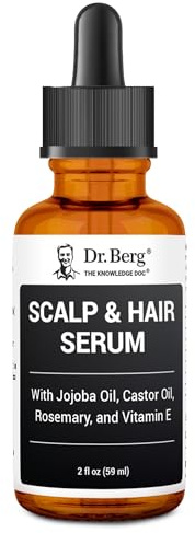 Dr. Berg Scalp & Hair Serum (Improved Formula) with Vitamin D3 & E - Clinically Tested, Paraben- and Sulfate-Free Hair Oil for Women & Men - Includes Rosemary Oil, Castor Oil & Jojoba Oil - 2 Fl oz