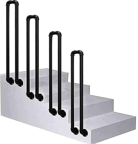 Seitlich Montiertes Schmiedeeisernes Wasserrohr Treppengeländer, Rutschschutz In U-Form Handläufe, Für Villen, Flure, Dachboden Als Absturzsicherung Treppenhaus Han(Size:H:105cm/3.4 ft)