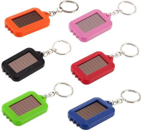 MODOAO LED-Schlüsselanhänger-Taschenlampe, tragbare Taschenlampe, Solar-LED-Mini-Schlüsselanhänger-Licht, 3 Perlen, hohe Helligkeit, Notfalllichter (6 Stück)