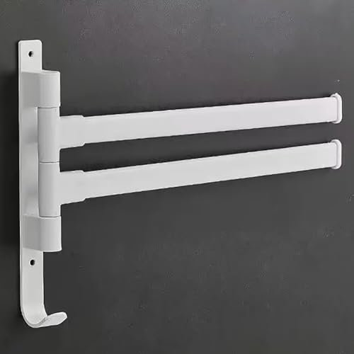 Handtuchhalter Bad Schwenkbar Handtuchstange Zweiarmig Selbstklebend Badetuchhalter Wand Ohne Bohren Badezimmer Zubehör,Weiß