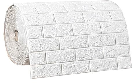 Adesivo da parete 3D, pannelli da muro in finti mattoni, carta da parati in schiuma stacca e incolla, per la cucina, Bianco