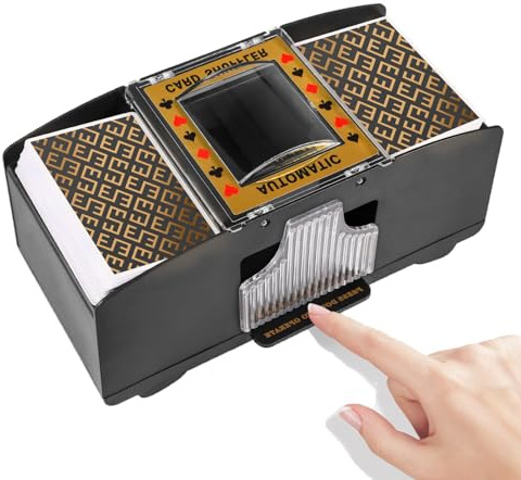 ZIKSUN 1-2 Deck Card Shuffler Machine, Battery Operated Automatic Card Dealer, Electric Card Shufflers Playing Poker/UNO/Bridge Game Accessories for Family Party Club