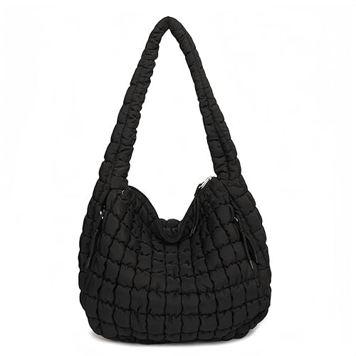 Aucuu Sac Fourre-tout Matelassé, Sac Matelassé Femme, Sac à Main Matelassé Femme en Nylon, grand sac à main rembourré en duvet de coton doux, Sac Fourre-tout Rembourré Matelassé Mode Décontracté