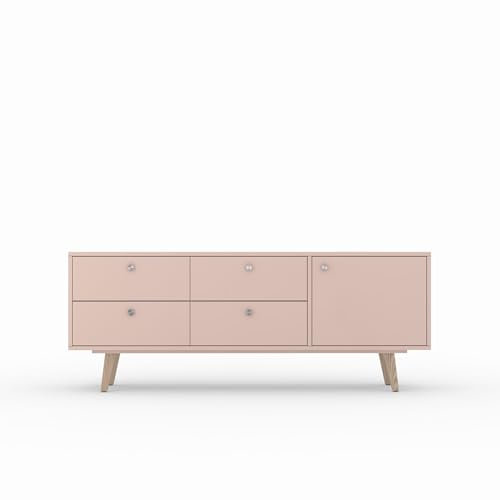 TV Schrank VERONICA, NCS lackiert 2005y80r Natur dunkelgrau, 1 Tür, 4 Schubladen, skandinavisches Sideboard, 170 x 66 x 43 cm