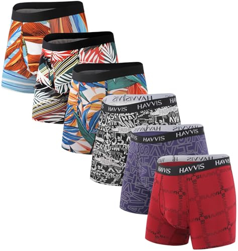 HAVVIS Mens Boxers Super Soft Bamboo Boxer Shorts Long Leg Anti Chafing Underwear with Fly Boxer Briefs Multipack (UK, Alpha, XL, Regular, Regular, B06-6 Pack)