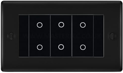 BG NFBTDM3B Matt Black 3 Gang Triple Master Touch Dimmer Switch Black Inserts