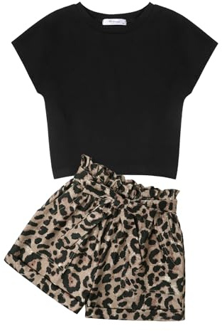 Arshiner Ragazze Set di Abbigliamento Bambini Estiva T-shirt con Pantaloncini Set Casual Moda Sopra la Spalla Maglietta Completi e Coordinati per Ragazze 13-14 Jahre