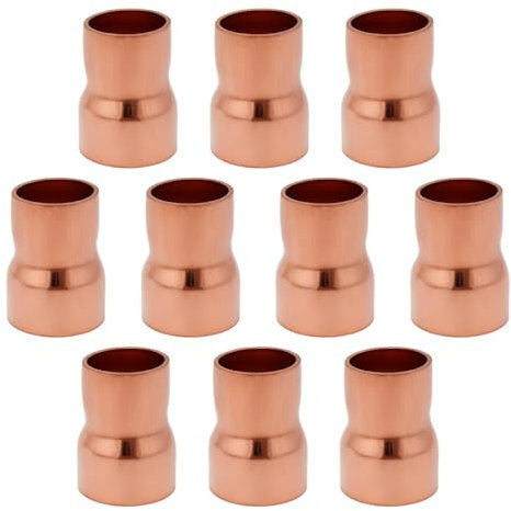 Create idea 10Pcs Copper Reducer Solder Connection 15mm to 12.7mm for Plumbing Reducing Straight Connector Pressure Fitting Pipe Tube Connector Adapter