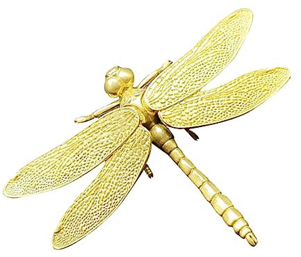 GARVALON Brass Dragonfly Statue Hanging Wall Decor for Household and Office Decoration