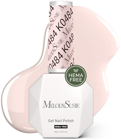 MelodySusie Hema Free Gel Nail Polish, 0.5 Fl Oz Thick White Nude Pink Gel Polish, Non-Toxic, Long Lasting, Soak Off UV Nail Polish, Manicure Nail Design Salon DIY Nail Art at Home K0484