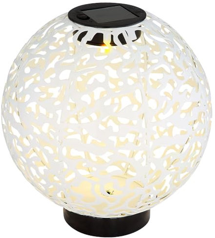 GLOBO Solar Lampe Outdoor Garten Kugel LED Solarkugel 20 cm Balkon Deko Leuchte, Lichteffekt Orientalisches Design in Betonoptik, 3000K, DxH 20x21 cm