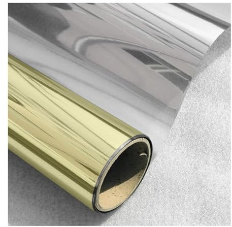 Fensterfolie Spiegelfolie,UV Folie Hitzeschutz, Spiegel-Sonnenschutz-Fenstertönung, sonnenblockierende Hitzeblockierung, Solar-Fensterfolien(Gold,40x200 cm)