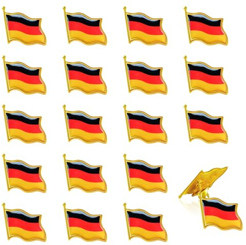 20 Stück Deutschland Anstecker Deutsche Flagge Pin Deutschlandfahne Fahnenpin Metall Brosche Anstecknadel Nationale Abzeichen Badge für Kleidung Kragen Rucksack Tasche Hut Jacke Sammler Fanartikel