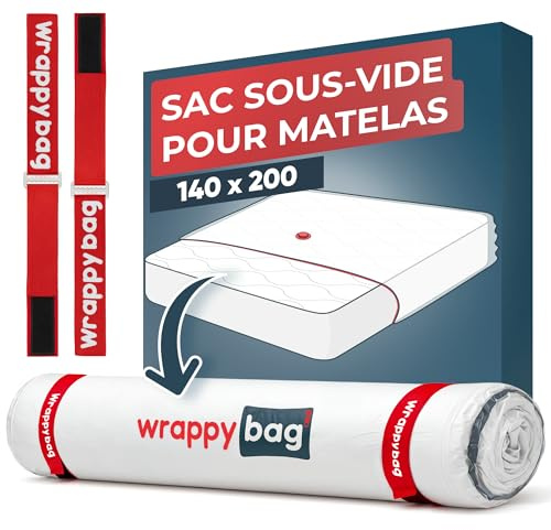 Wrappybag – Vakuumpåse för Madrass vid Flytt 140 x 200 cm – Komplett Set Vattentätt Vakuumskydd för Madrass med Clips & Kardborreband – Kompatibel med Alla Storlekar och Dammsugare | 140 x 200 - vakuumpåse med dubbel stängning och ventil, minskar volymen med upp till 80 %, kompatibel med dammsugare