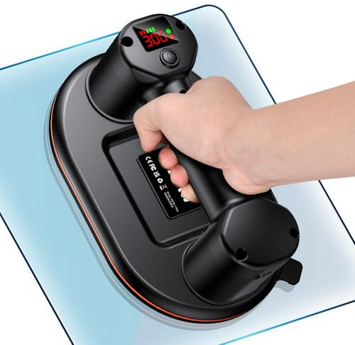 Ventosa a Batteria per Piastrelle Ventosa Elettrica,Diametro 24 cm, 2 Motori, 300 KG di Forza di Aspirazione,Batteria da 4000 mAh, Display LCD per Potenza di per Pavimenti, Piastrelle Murali, Vetro