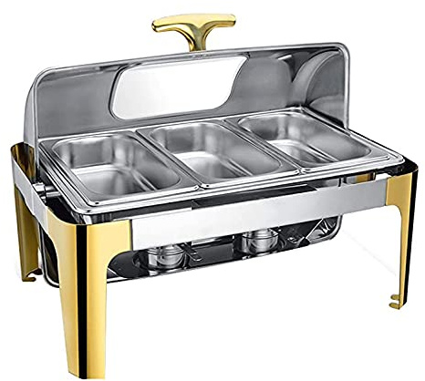 CQIKRWGWS 9 Liter Stainless Steel Chafing Dish Set With 1/3 Food Pans And Fuel Holders For Catering Buffet Food Warmer Tray Food,