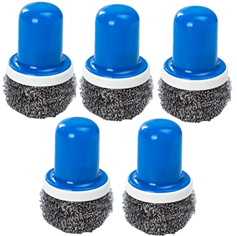 FONDOTIN Brosse De Nettoyage Cuisine en Acier Inoxydable Lot De 5 avec Poignée Brosse à Récurer pour Casseroles Et Poêles Outil De Nettoyage Multifonctionnel Couleur Bleue Cuisine Et Maison Et Solide