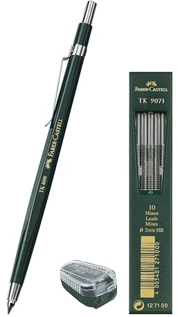 Faber-Castell 134600 - Fallminenstift TK 4600, Minenstärke 2 mm, HB, inklusive Minenspitzer im Abschlussknopf (+ Minen und Spitzer)