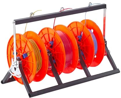 Supporto per Bobine di Cavi a 3 Bobine, Supporto per distributore di Cavi Pieghevole per Cavi Fino a 10 mm, organizzatore di Cavi multiasse, Soluzione efficiente per la Gestione dei Cavi
