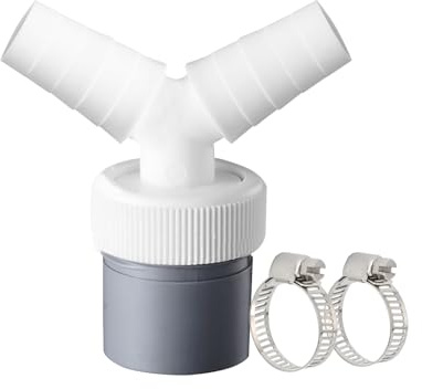 Y-Shaped Drain Connector for Washing Machine & Dishwasher - Fitting, Space-Saving Hose Splitter Three-Way Adapter Kit with 2 Clamps for Bathroom and Kitchen