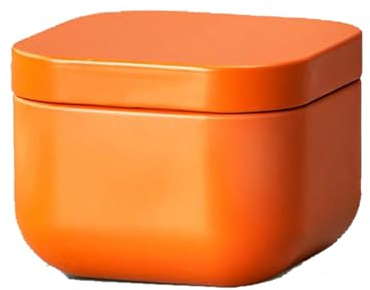Ttiy Square Tin Cans With Lid Metal Candle Jar Heavy Duty Tea Tins Can Box for Storage Tea Coffee Sugar Candles 2PCS 5.5 x 5.5 x 4.5 cm Orange