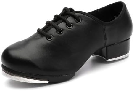 Sekiueo Dam Steppskor Delade sulor Snörning PU-läder Lättvikt för pojkar och flickor,Black,37 EU