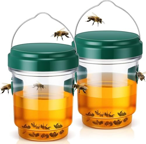 Utomhus getingfälla 2-pack - Återanvändbara utomhus getingfällor med utomhusgetingbete, getingfälla för trädgårdsterrassbalkong.