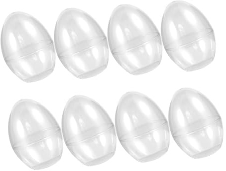 Abaodam 8pcs Plastic Easter Filled Eggs Candy Boxes Versatile Storage Box Stable Flat Bottom Design Egg Shape Elegant Packaging for Easter Parties Home Decor