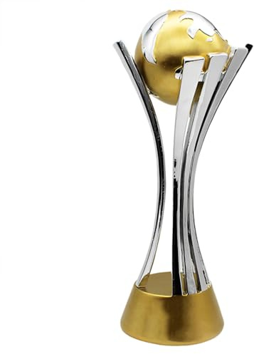 Huadafun Réplique de Trophée de Football Style Club World Cup, Souvenir de Football de Collection pour Décoration de Bureau Maison, Cadeau pour Hommes Femmes, Fans de Football et Collectionneurs