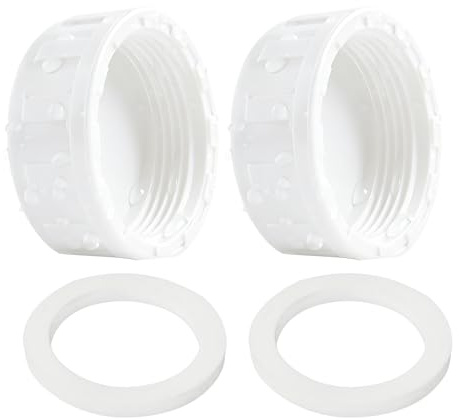 Juego de 2 Tapones Roscados de PVC 50mm Blanco con Juntas de Goma para Conexiones de Manguera con Rosca Interna, Tapón de Tubería para Jardín y Fontanería