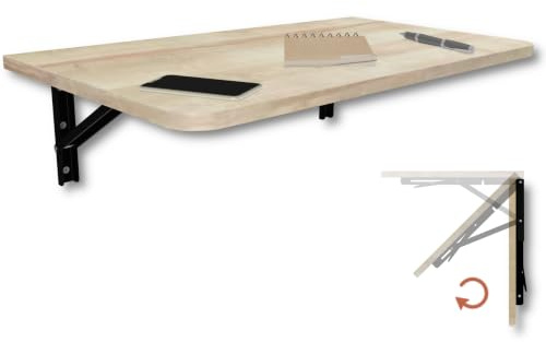 KDR Produktgestaltung Wandklapptisch Schreibtisch Tischplatte 70x40 cm Klapptisch Esstisch Küchentisch für die Wand Bartisch Stehtisch Wandtisch Tisch klappbar zur Wandmontage (Eiche)