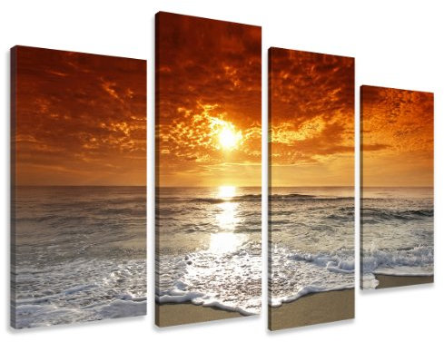 Visario Quadro su Tela Water 130 x 80 cm 4 Tele Modello Nr XXL 6038. I Quadri Sono montati su telai di Vero Legno. Stampa Artistica intelaiata e pronta da Appendere