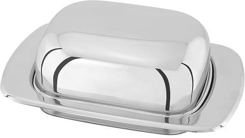 Judge TC156 Domed Stainless Steel Tabletop Butter Dish, 4cm x 13cm X 19cm, 251g, Dishwasher Safe - 10 Year Guarantee