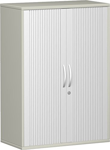 Geramöbel Querrollladenschrank 2 Dekor-Einlegeböden, abschließbar, 800x425x1152, Silber/Lichtgrau