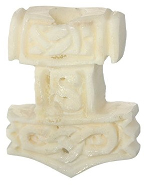 NKlaus Bijoux de cheveux Perle de barbe MJÖLL Marteau de Thor avec motif de nœuds Perle bouclée en os 6423