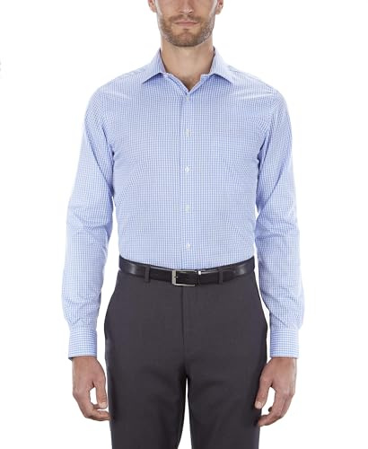 Van Heusen Men's Dress Shirt Regular Fit Flex Collar Check, Blue, 18 Neck 36-37 Sleeve