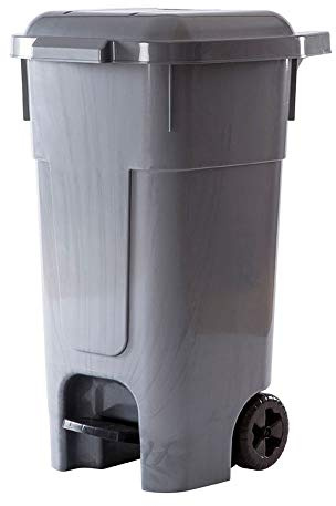 Violet Contenedor de Residuos 60 L, 46x52x65, Cubo Basura, Ruedas y Pedal Gris