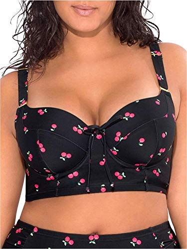 Smart & Sexy Women's Full-Busted Supportive Underwire Swimsuit Bikini Top, Sweet Cherry, 36E