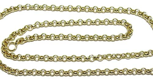 Never Say Never Cadena Rolo de oro amarillo de 45cm de larga y 3mm de ancha. Ideal para mujer para cruces y colgantes o para llevar sola. Oro 18k
