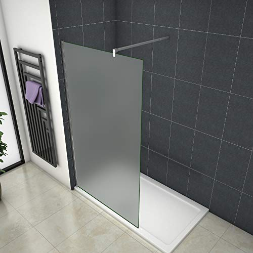 Aica Sanitär Duschwand Walk In Dusche 90cm Duschabtrennung 10mm NANO Milchglas Glas Duschtrennwand 200cm Höhe Splitterschutzfolie