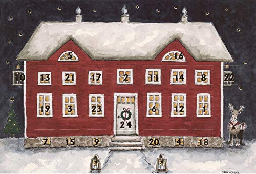 Wunderschöne Adventskalender-Grußkarte 2 Stück Weihnachten Goldprägung Doppelkarte Winter