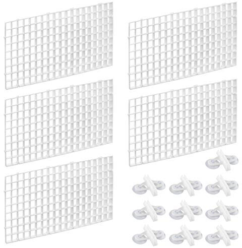 Dadabig 5 PCS Aquarium Divider Fish Tank Divider, Aquarium Filter Grids Aquarium Separation Grid Tray Isolation Board Grid with 10 PCS Sucker Clips, White