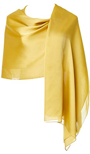 CYZLANN Damsjalar i 100 % siden, långa lätta sjalar för kvinnor, Mörk gul, one size